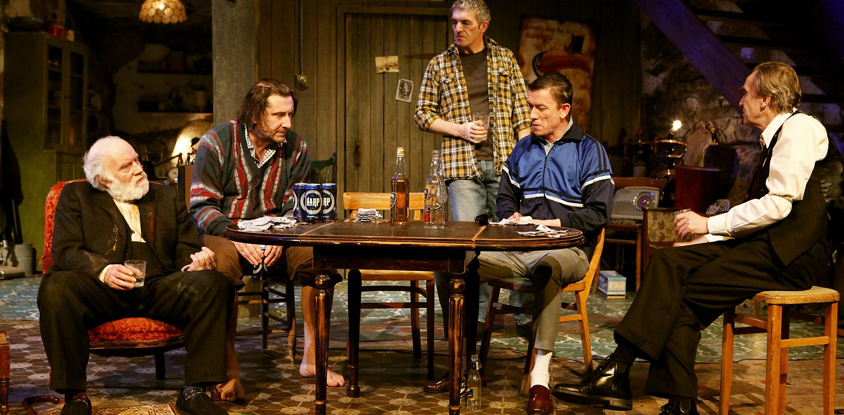 Ciaran McIntyre, Sean O'Callaghan, Louis Dempsey, Tony Flynn and Benny Young in The Seafarer. Photo: Eamonn McGoldrick