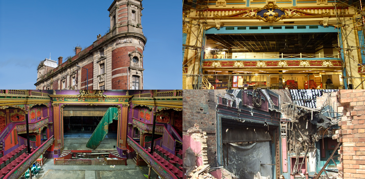 At risk theatres - (clock wise from top left) Swansea Palace, Brighton Hippodrome, Derby Hippodrome and Hulme Hippodrome. Photos: Ian Grundy/Mark Price