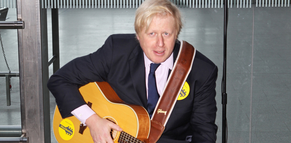 Mayor of London Boris Johnson, launching the #BackBusking campaign. Photo:  Kois Miah