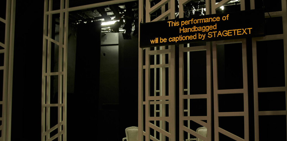 Caption unit at Handbagged at the Tricycle Theatre. Photo: Jeremy Fowler Caption unit at Handbagged at the Tricycle Theatre. Photo: Jeremy Fowler