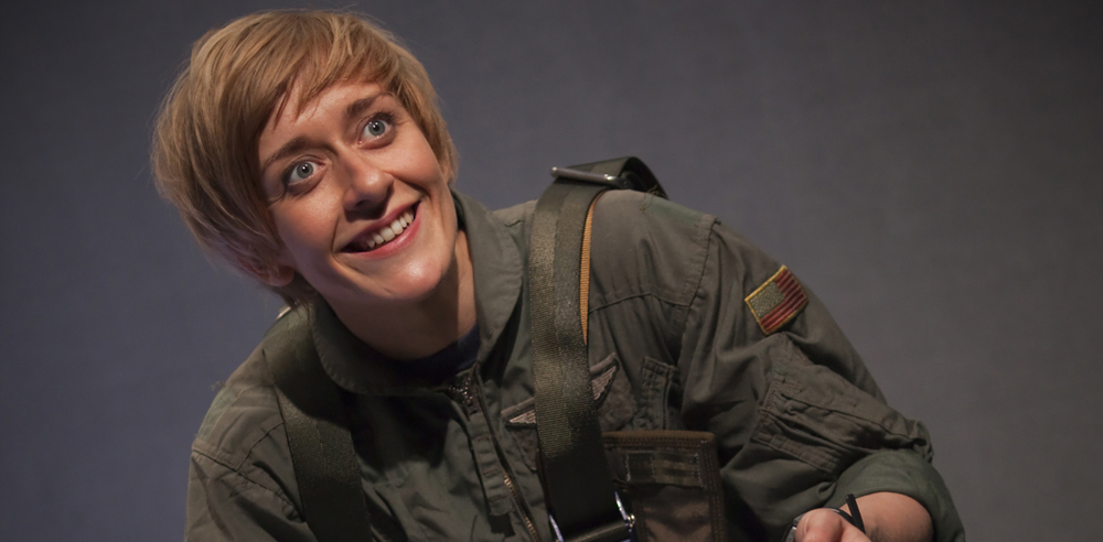 Lucy Ellinson, in a scene from Grounded. Photo:
Iona Firouzabadi Lucy Ellinson, in a scene from Grounded. Photo:
Iona Firouzabadi