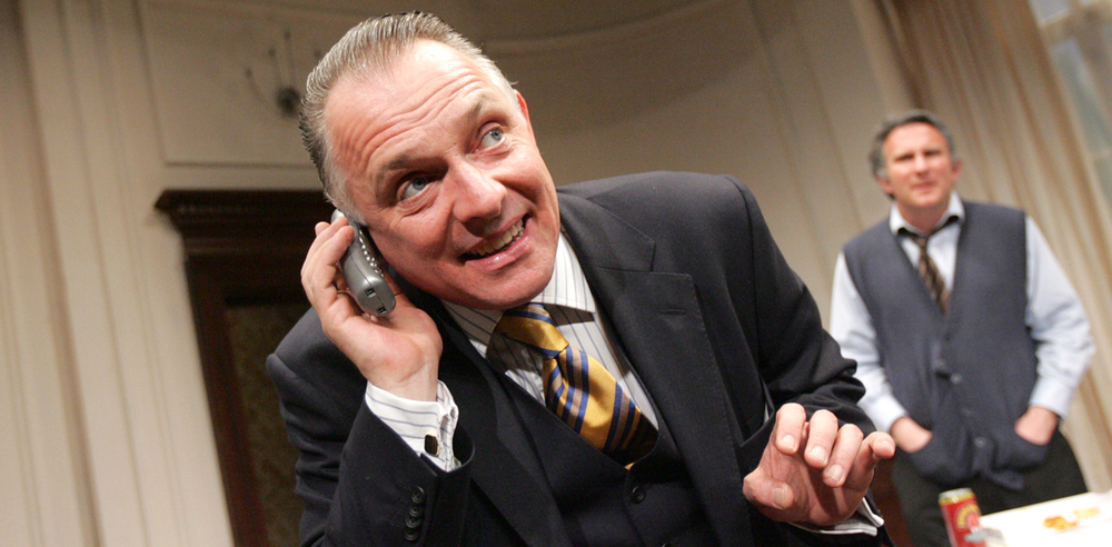 Rik Mayall with Clive Hayward in The New Statesman &ndash; The Blair B'Stard Project at the Trafalgar Studios, London, in 2006. Photo: Alastair Muir