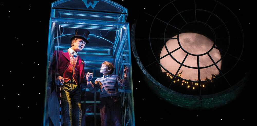 Alex Jennings and Oliver Finnegan in Charlie and the Chocolate Factory at Theatre Royal, Drury Lane. Photo: Johan Persson
