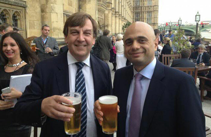 New culture secretary John Whittingdale with his predecessor Sajid Javid. Photo: johnwhittingdale.org.uk