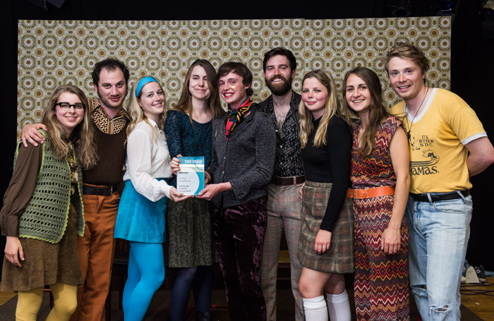 Cast of 1972: The Future of Sex with their Edinburgh Fringe award from The Stage. Photo: Alex Brenner