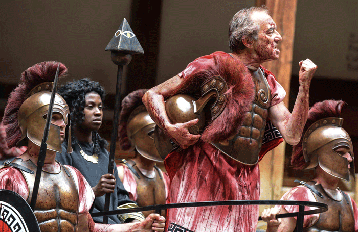 Cast members in Rory Mullarkey's adaptation of The Oresteia at Shakespeare's Globe. Photo: Robert Day