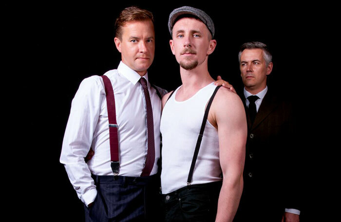 Adam Lilley, Alexander Huetson and Christopher Hines in Phil Willmott's production of Encounter at Above the Stag. Photo: Angus Wharton