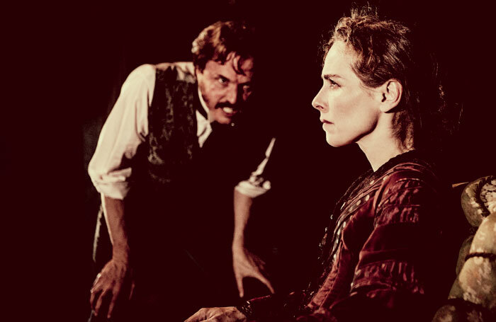 Jonathan Firth and Tara Fitzgerald in Gaslight at Royal and Derngate. Photo: Idil Sukan/Draw HQ