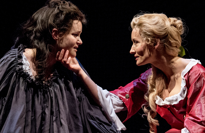 Emma Cunniffe and Natascha McElhone in Queen Anne at the Swan Theatre, Stratford-upon-Avon. Photo: Manuel Harlan