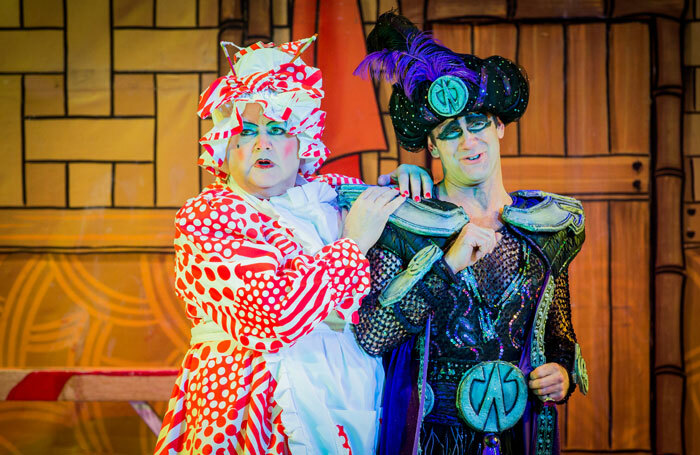 Bobby Crush and Scott Maslen in Aladdin at Churchill Theatre, Bromley. Photo: Robert Workman
