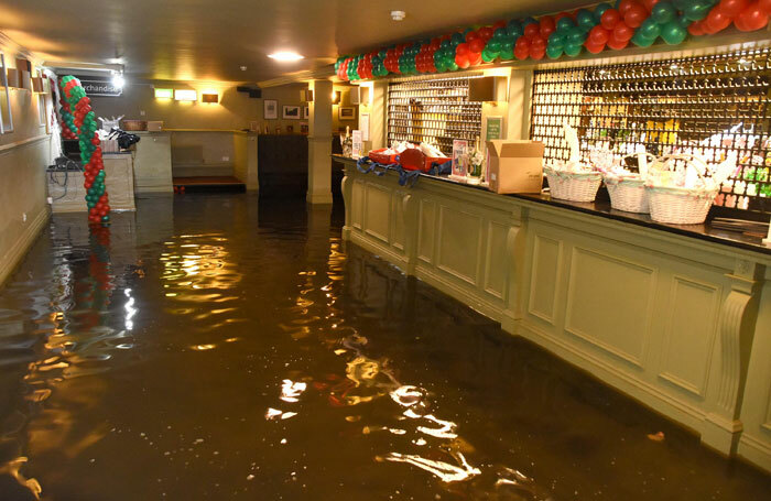 The flooded bar of the Grand Opera House in York. Photo: David Harrison