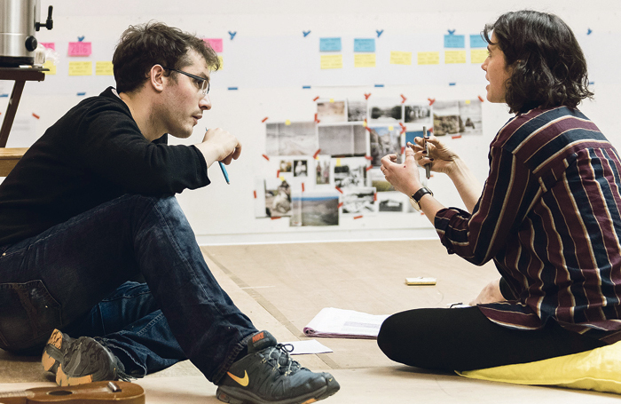 Robert Icke and Jessica Brown Findlay in rehearsals for Uncle Vanya. Photo: Manuel Harlan