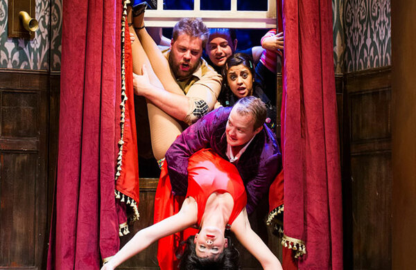 Play that. The play that goes wrong. Funk house melody. The play that goes wrong banner. Play.