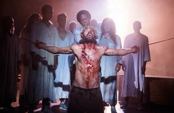 Declan Bennett and company in Jesus Christ  Superstar at the Open Air Theatre, London. Photo: Tristram Kenton