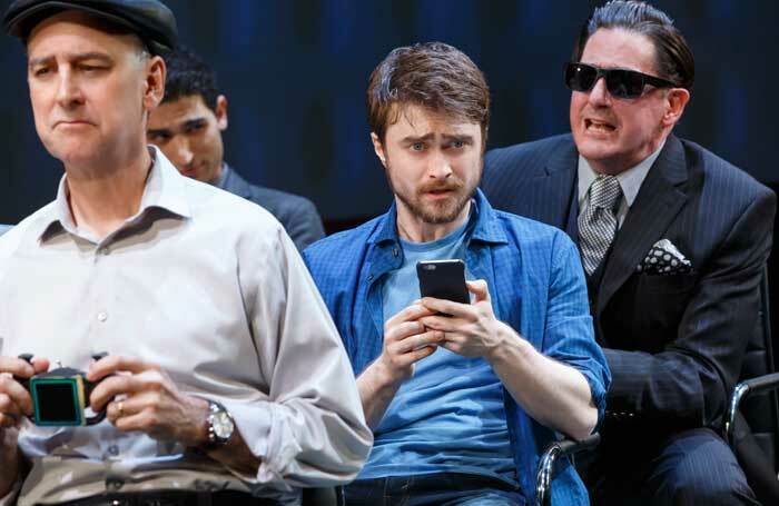 Daniel Radcliffe (centre) in Privacy. Photo: Joan Marcus