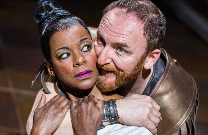 Josette Simon and Antony Byrne in Antony and Cleopatra at the Royal Shakespeare Theatre. Photo: Tristram Kenton