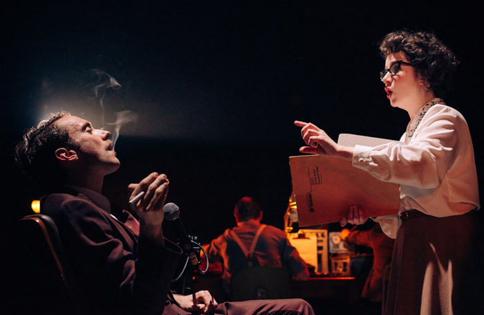 Isobel McArthur in Daphne Oram&rsquo;s Wonderful World of Sound&nbsp;at
Tron Theatre, Glasgow. Photo: Mihaela Bodlovic