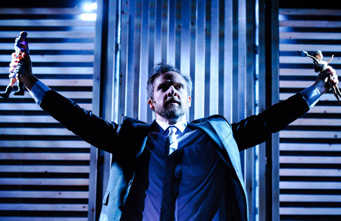 Michael Rouse in Superhero at Southwark Playhouse, London. Photo: Alex Brenner Michael Rouse in Superhero at Southwark Playhouse, London. Photo: Alex Brenner