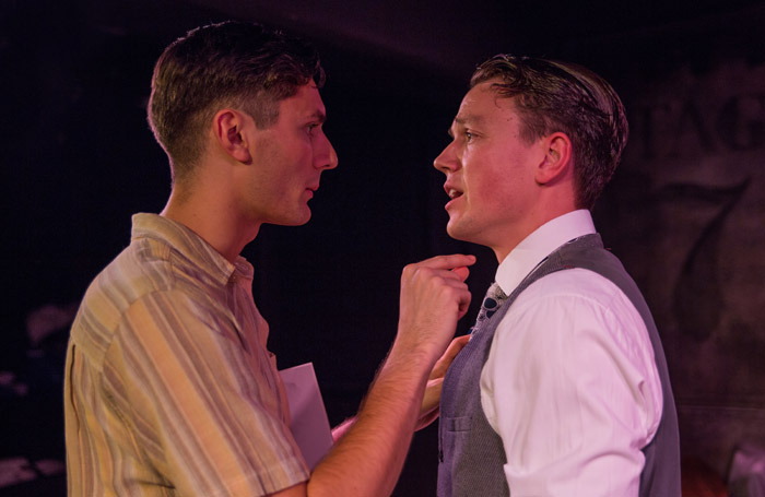 Tom Berkeley and Mitchell Hunt in The Tailor-Made Man at the White Bear Theatre, London. Photo: Andreas Lambis