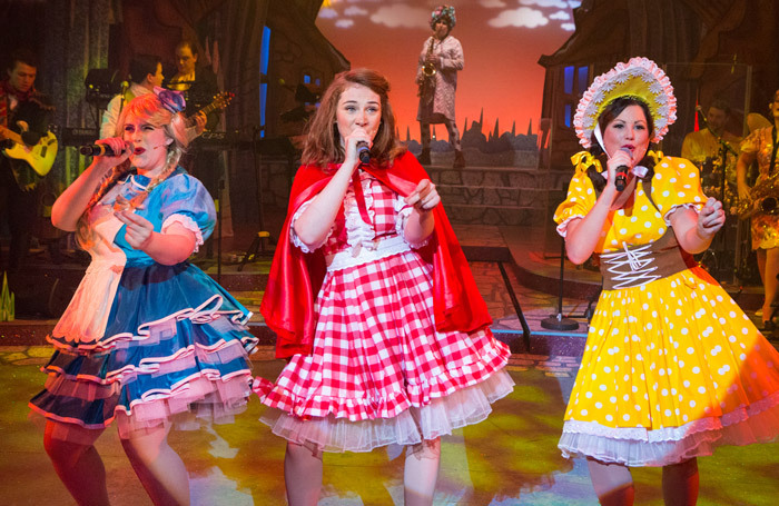 Lana Walker, Lucy Wells, and Isobel Bates in Red Riding Hood at the New Wolsey Theatre, Ipswich