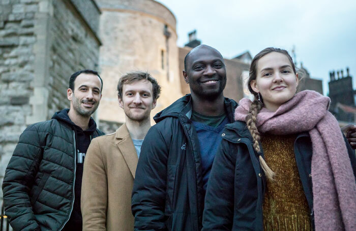 East Wall director Hofesh Shechter with choreographers James-Finnemore, Joseph Toonga and Becky Namgauds. Photo: Victor Frankowski