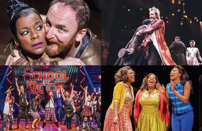 Clockwise from top left: Antony and Cleopatra, A Christmas Carol, Dreamgirls and School of Rock. Photo: Tristram Kenton/Manuel Harlan