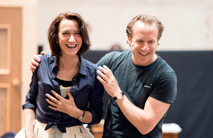 Haydn Gwynne and Geoffrey Streatfeild in rehearsals for The Way of the World at the Donmar Warehouse. Photo: Johan Persson