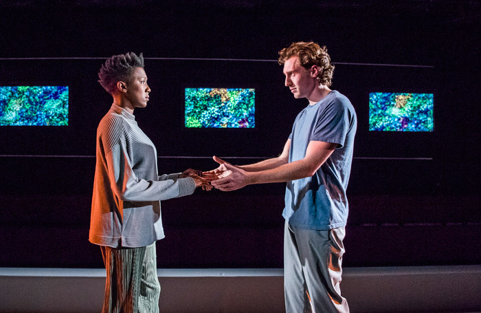 Jade Anouka and Rory Fleck Byrne in The Phlebotomist at Hampstead Theatre, London. Photo Tristram Kenton