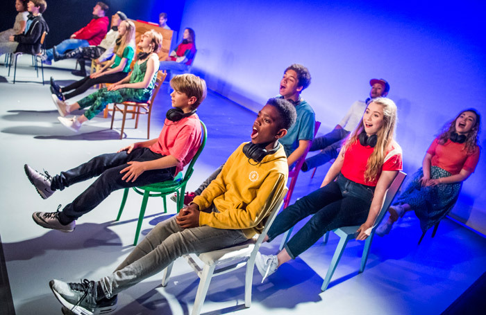 The company of Why is the Sky Blue? at Southwark Playhouse, London. Photo: Tristram Kenton