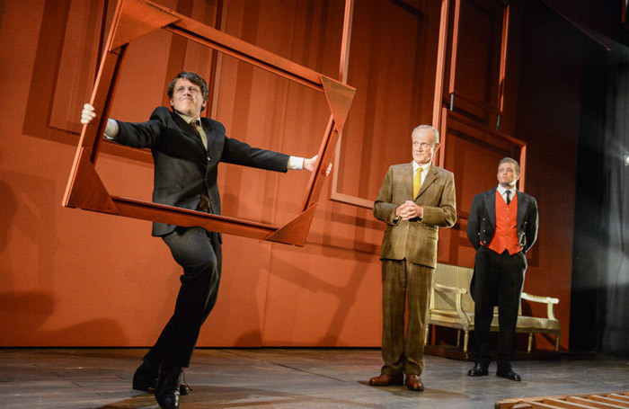 Toby Vaughan, James Duke and Oliver Mott in Single Spies at Theatre by the Lake, Keswick. Photo: Robert Day