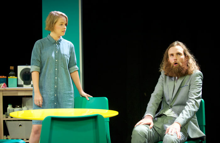 Jessica Clark and Rob Auton in Nina's Got News by Frank Skinner at Pleasance Dome, Edinburgh. Photo: Rob McDougall