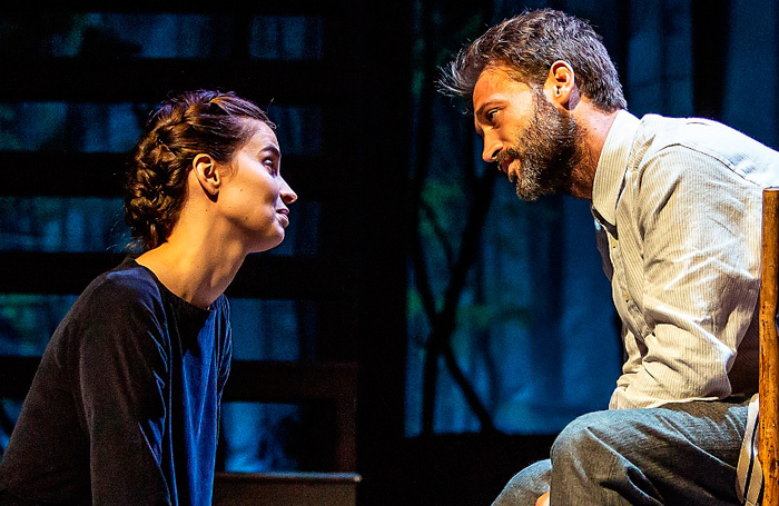 Heida Reed and Paul Nicholls in Foxfinder at the Ambassadors Theatre. Photo: Pamela Raith