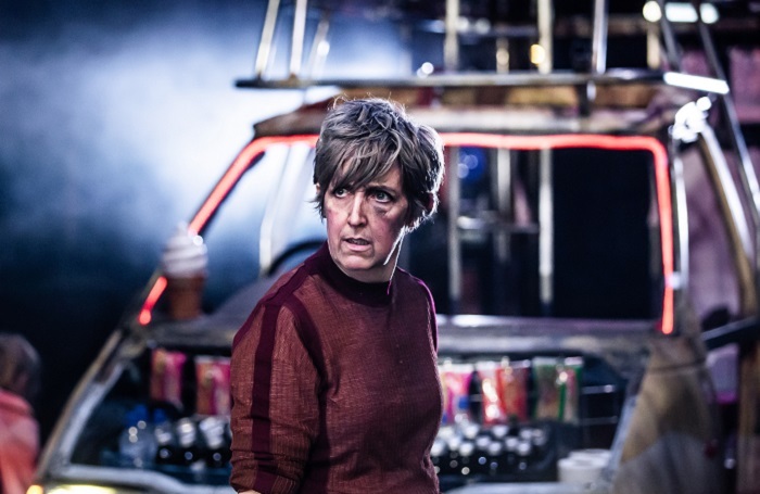 Julie Hesmondhalgh in Mother Courage and Her Children at Royal Exchange Theatre, Manchester. Photo: Richard Davenport