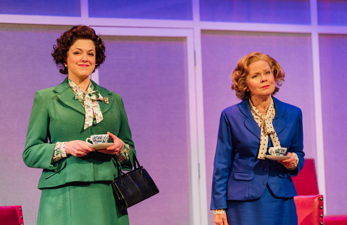 Caroline Harker and Eve Matheson in Handbagged at Salisbury Playhouse. Photo: Helen Murray