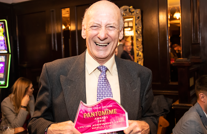 Berwick Kaler receiving the lifetime achievement award at the Great British Pantomime Awards