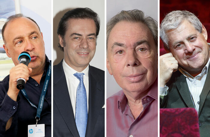 Left to right: Leonard Blavatnik, John Gore, Andrew Lloyd Webber and Cameron Mackintosh (photo: Tolga Akmen)