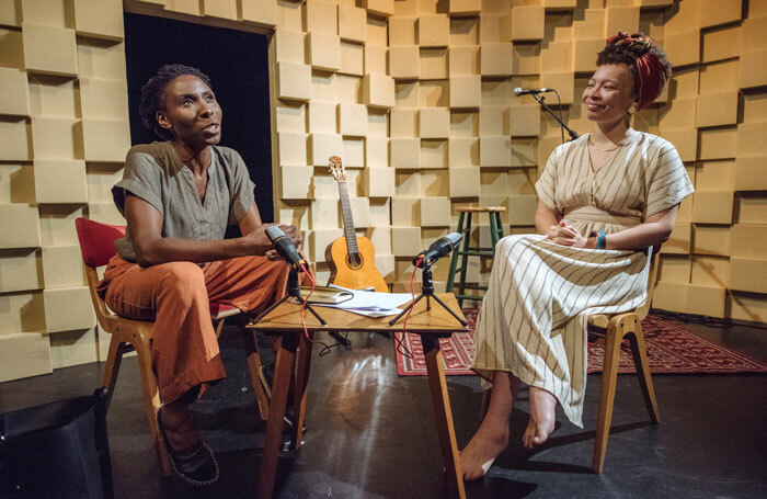 Janet Kumah and Paksie Vernon in Anguis at Gilded Balloon Teviot, Edinburgh. Photo: David Monteith-Hodge