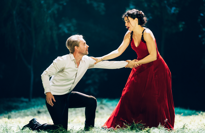 Günter Papendell and Asmik Grigorian in Eugene Onegin at Festival Theatre, Edinburgh. Photo: Ryan Buchanan