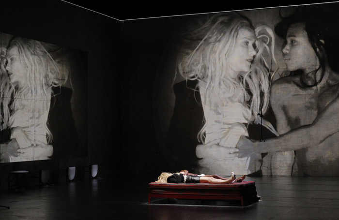 Isabelle Huppert and Gael Kamilindi in Pheadra(s) at the Barbican Theatre. Photo: Pascal Victor