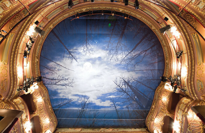 The Apollo&rsquo;s temporary ceiling during Let the Right One In in 2014, after refurbishment work following the partial ceiling collapse. Photo: Siobhan Doran
