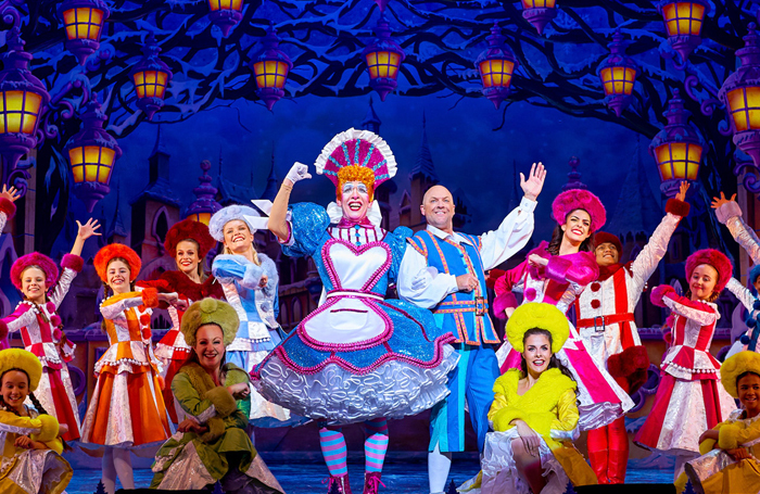 The cast of Snow White and the Seven Dwarfs at Birmingham Hippodrome. Photo: Paul Coltas