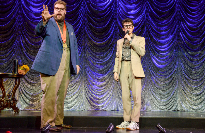 Henry Lewis and Jonathan Sayer in Magic Goes Wrong. Photo: Robert Day