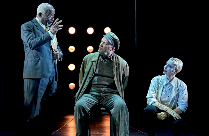 Joseph Marcell, Clive Mendus and Jessica Walker in Alone in Berlin. Photo: Manuel Harlan