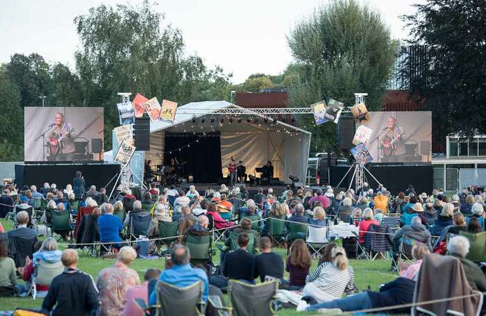 Giles Terera performing at Chichester Festival Theatre's Concert in the Park. Photo: Richard Gibbons