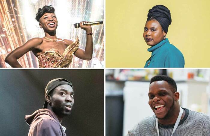 Nominees for the Black British Theatre Awards 2020, clockwise from top left: Miriam-Teak Lee (photo: Johan Persson), Tobi Kyeremateng (photo: Louise: Haywood-Schiefer); Roy Alexander Weise (photo: Helen Murray), Paapa Essiedu (photo: Mark Brenner)