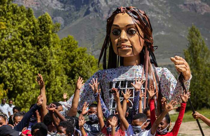 Little Amal puppet in Good Chance's production The Walk. Photo: Bevan Roos Little Amal puppet in Good Chance's production The Walk. Photo: Bevan Roos