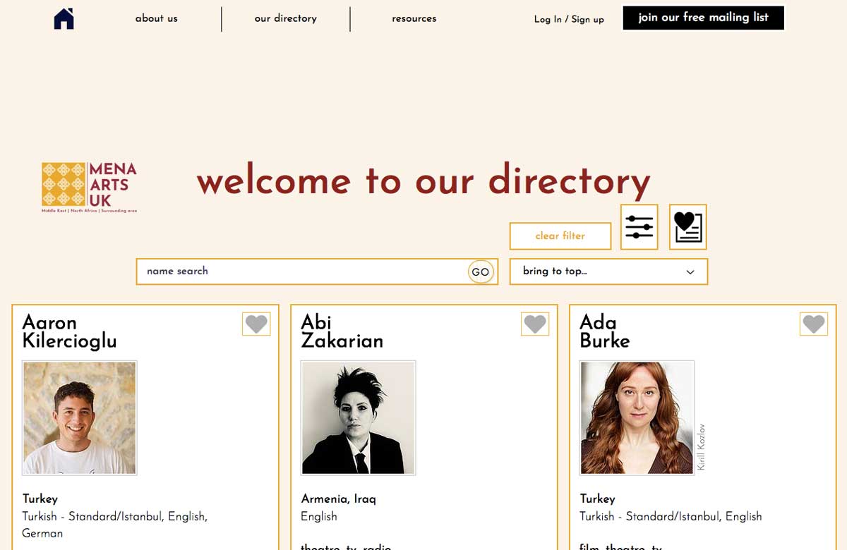 MENA directory online