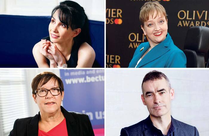 Clockwise, from top left: Tamara Rojo (photo: Jeff Gilbert), Athena Stevens (photo: Pamela Raith), Rufus Norris (photo: Paul Plews) and Philippa Childs (photo: Jess Hurd)
