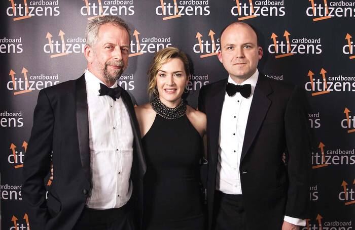 Jackson, Kate Winslet and Rory Kinnear at Cardboard Citizens’ 25th-anniversary fundraising dinner in 2017. Photo: The Other Richard Jackson, Kate Winslet and Rory Kinnear at Cardboard Citizens’ 25th-anniversary fundraising dinner in 2017. Photo: The Other Richard
