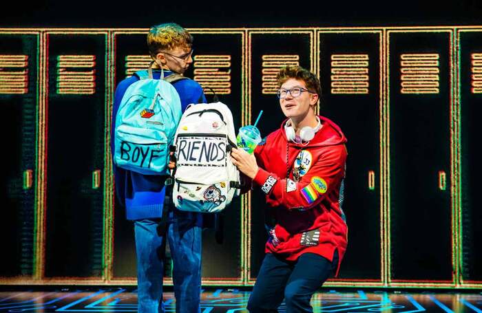Scott Folan and Blake Patrick Anderson in Be More Chill at London's Shaftesbury Theatre